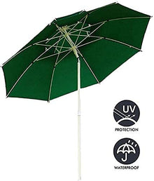 USZWBY Sun Parasol Umbrella Garden 2.2m Green Garden Parasols with Crank,Outdoor Sun Shade Umbrella for Beach/Pool/Patio,UV Protective,8 Ribs (with Tilt)