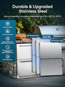FOHERE 24" Undercounter Drawer Refrigerator, Waterproof Indoor, 5.12cu.ft
