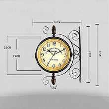 Wall Clock, Garden Clocks Outdoor Waterproof, 13 Inches Classical Double-Sided Wall Clock Outdoor Clocks for The Garden Wall Mounted Wrought Iron Metal Outside Clock Indoor Outdoor Decoration，