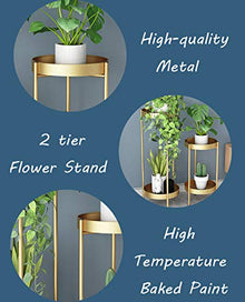 KAJIAO 2 Tiers Flower Stand Garden Patio Metal Planter Pot Rack Decorative Standing Living Room Display Shelf Holder for Indoor Outdoor Balcony Decor - White(S+L)