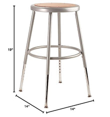 (5 Pack) National Public Seating 19"-27" Adjustable Height Heavy Duty Steel Stool, Grey, 6218H-CN