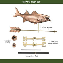 Bass with Arrow Weathervane - Pure Copper