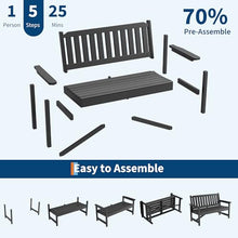 Takywep 2‑Seater HDPE Patio Benches Set of 2, Weatherproof Outdoor Bench, Garden Slatted Bench for Front Porch, Deck, Lawn, and Pool, 2 Pack, Grey