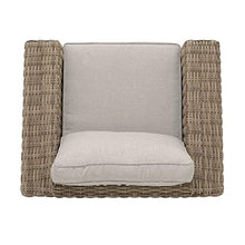 Armen Living Bahamas Outdoor Wicker & Teak Wood Lounge Chair Natural Taupe Beige