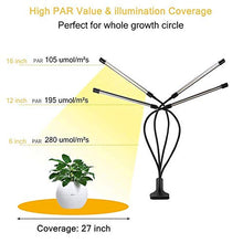 LED Grow Light Full Spectrum Flexible Timing Dimmable Clip Phyto Lamp 4 Heads Grow Lamp Foldable Plant Growth lamp 4 Pole Full Spectrum Clip Plant lamp can be timed.