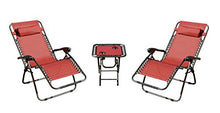 Akari Decor 3pcs Set Deluxe 2-Pack Furniture Zero Gravity Chairs Outdoor Indoor Portable Lounge & Folding Table w/Cup Holder Set for Beach Recliner Camping Lawn Balcony Deck, (3 pcs Set) (Red)