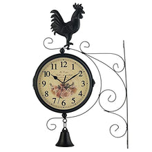 Wall Clock, Double Sided Wall Clock, Outdoors Vint Garden Retro Clocks Outdoor, Double Sided Wall Clock Train Station Clock, Grand Vintage Station Wall Clock with Bracket, Indoor Hanging Decor Stand C
