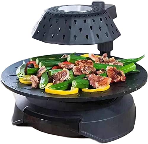 NEWCES Safety Certification 3D Infrared Healthy Barbecue Grill Electric BBQ Grill w/Non-Stick Coated Plates 5-Level Firepower Adjustable Smokeless Barbeque Grill Black