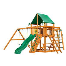 Gorilla Playsets Navigator Wooden Swing Set with Green Canopy Brown