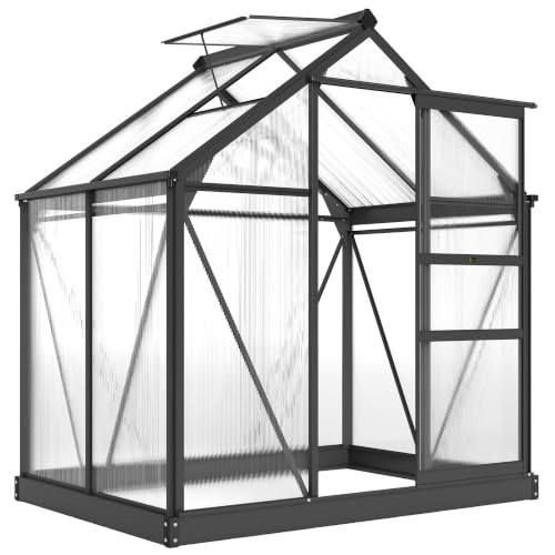 Outsunny 6' x 4' Polycarbonate Greenhouse with Rain Gutter, Gray