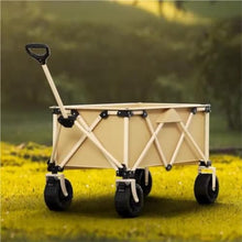 Portable Beach Trolley Cart Lightweight Folding Outdoor Camping Trailer Oxford Cloth Stroller for Campground Gatherings White