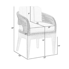 Benzara Kimi 23 Inch Outdoor Patio Dining Chair with Olefin Cushions Woven Rope Brown Gray Taupe