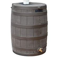 Good Ideas Rain Wizard 50 Gallon Plastic Rain Barrel Water Storage Collector with Brass Spigot, Oak