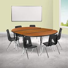 Flash Furniture Emmy Oval Wave Laminate Activity Table Set with Student Stack Chairs Oak