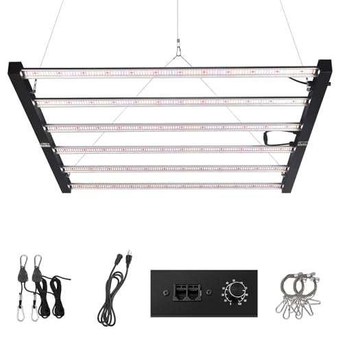 SZHLUX 720W LED Grow Light, Dimmable Full Spectrum Grow Lamp, Foldable 6-Bar Plant Growing Light for Indoor Plants, High PPFD Grow Lights for Hydroponic Greenhouse Veg Bloom