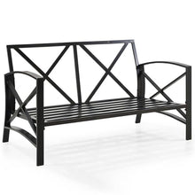 Afuera Living Metal/Fabric Patio Loveseat, Mist Green Cushions and Black Finish, 54" W x 30.5" D x 32" H, Weatherproof Steel Frame, UV/Fade-Proof Cushions, Outdoor Balcony or Porch Seating, Seats 2