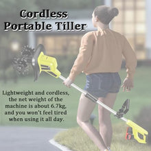 Electric Garden Tiller, Cultivator Rototiller with 2/4 Blades, 10.5/25cm Working Width, 25/22cm Depth, 3×4000 mAh Battery for Gardens, Vegetable Patches (B)
