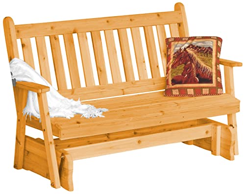 Furniture Barn USA Outdoor Cedar 6' Traditional English Glider Natural Stain