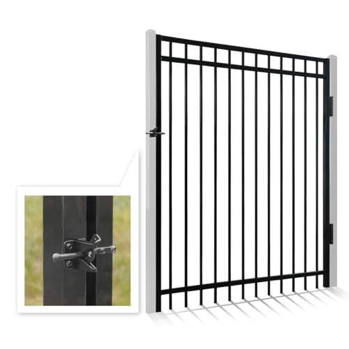 Fencer Wire Heavy Duty Flat Top Fence Gate, 6FT Height x 5FT Width Outdoor Fence Gate, Outdoor Anti-Rust Metal Steel Gate for Fencing Barrier, Decorative Garden Gate with Gate Lock