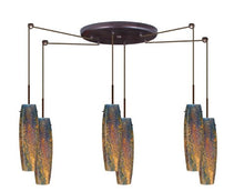 Besa 6X50W E12 Tu Tu Pendant with Ceylon Glass Bronze Finish 13.5