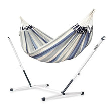 LA SIESTA® - XL King Brisa Classic Hammock & Nautico Steel Stand - Weather & Tear Resistant - Portable, Family Hammock w/Stand - Balcony Porch Garden Outdoor Indoor Hammock - Max 440 Lbs, Sea Salt