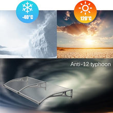 Awnings for Outside，Window awnings Exterior，Aluminum Bracket, Durable Polycarbonate Canopy，Rain & Snow Protection, for Entrance, Balcony, Garage-Blue-80x350cm/32x138in