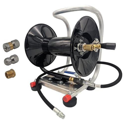 Ultimate Washer Sewer Jetter Hose Reel Kit for 150 FT 1/4" Hose, 4000 PSI