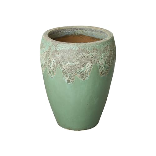 Emissary Home and Garden 16in. L x 20in. H Reef/Spa Blue Stoneware Round Planter with High-fire Treatment (Set of 1)