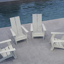 Merrick Lane Piedmont 2 Slat Poly Resin Adirondack Chair - Gray - Modern Design - Indoor/Outdoor - Set of 4