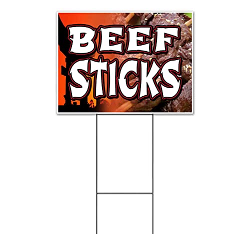 Beef Sticks (18" x 24") Yard Sign, Quantity Discounts, Multi-Packs, Includes Metal Step Stake, Bandit, New, Advertising, USA