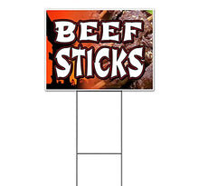 Beef Sticks (18" x 24") Yard Sign, Quantity Discounts, Multi-Packs, Includes Metal Step Stake, Bandit, New, Advertising, USA