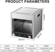 Portable Electric Steak Grill, Indoor Countertop Oven, Smokeless Grill Steak Oven for Broil Chicken Beef Pork and Vegetables, Fruits