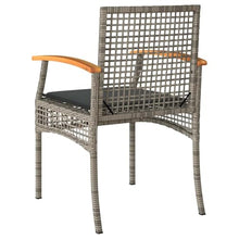 HFXHIJXQ 4-Pack Grey Brown Outdoor Dining Chairs Set 22x21x34 in PE Rattan Wicker Patio Seat with Cushions Modern Garden Balcony Lawn Seating for Patio Poolside Backyard
