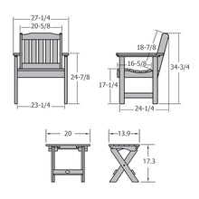 highwood Lehigh (2) Garden Chairs with Folding Side Table, Nantucket Blue