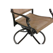 Hanover Fontana 7-Piece Outdoor Dining Set with Sling Swivel Rockers and Glass-top Table Brown