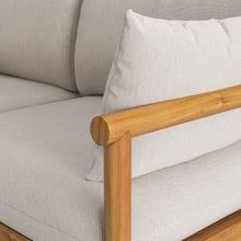 Modway Eleni Outdoor Teak Wood Loveseat in Natural Sail – 64 Inch Patio 2 Seat Sofa with Sunproof Foam Cushions