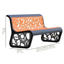YUHUAWF Park Patio Seat Outdoor Backrest Bench, Steel Garden Chair with Openwork Pattern, for Balcony Terrace Leisure Benchs Outdoor Furniture Seating(Large)