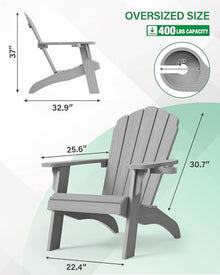 YEFU Oversized Adirondack Chair with Cup-Holder - Grey