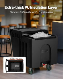 VEVOR Commercial Ice Bin, 125 lbs Portable Ice Caddy, 31.5 x 22.8 x 29 inch Insulated Ice Carrier with 4 Wheels and Sliding Lid, Large Ice Bin for Catering, Kitchens, Bistros, Restaurants, and Bars