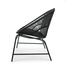 SRECELL Outdoor Wicker Loveseat Patio Furniture, PE Rattan Love Seat with Iron Frame, All-Weather Patio Bench Seating for Backyard, Balcony, Deck, Modern Outdoor Couch No Cushions,Black