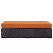 Modern Contemporary Urban Design Outdoor Patio Balcony Rectangle Ottoman, Orange, Rattan