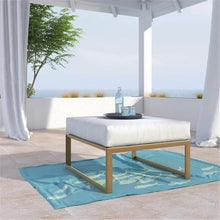 Elle Decor Mirabelle Outdoor Ottoman in White and French Gold