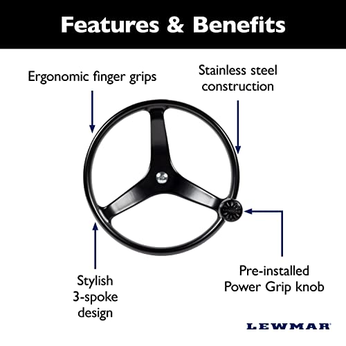 Lewmar Power Grip Boat Steering Wheel 13.5" Black