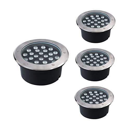 SHOWERRING 4 Pack Outdoor Landscape Light Underground Round Landscape Lamp AC85-265V IP65 Waterproof Recessed In Ground Light for Home Driveway Step Pathway Patio Lawn Embedded Buried Lights