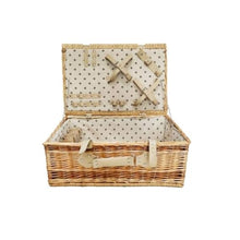 SOUQDWL 4 Person Picnic Hamper Set,Willow Picnic Basket Accessories Plates and Utensils,Perfect for Picnicking Camping Or Any Other Outdoor(Color:B)(A)