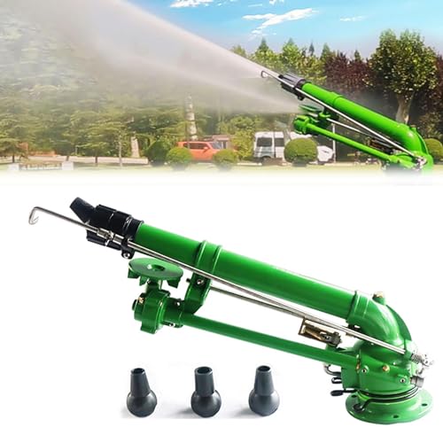 IMOSEI Heavy-Duty Metal Pulse Sprinkler, Lawn Sprinkler Gun, with 18mm/20mm/22mm Replacement Nozzle, Range Diameter 40-100 Meters, Working Pressure Adjustable 4-8bar, for Outdoor Use
