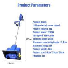 Cordless Snow Sweeper, Electric Manual Push Snow Remover, 2500rpm Cleaning Width 28cm, Foldable Design With Dual Switch Protection, Suitable For Home Courtyards, School Playgrounds, Street Surfaces
