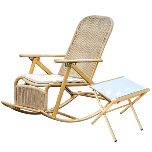 Rattan Rocking Chair, Ergonomic Design, Garden Balcony Handwoven Cane Chair for Ultimate(C,152 * 80 * 63cm)