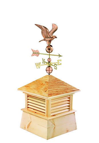Good Directions 30" Square Kent Wood Cupola with Standard American Eagle Polished Copper