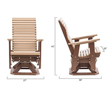 EcOasis Anchor Bay Amish Crafted Poly Outdoor Swivel Glider, High-Back (Weatherwood on Tudor Brown)